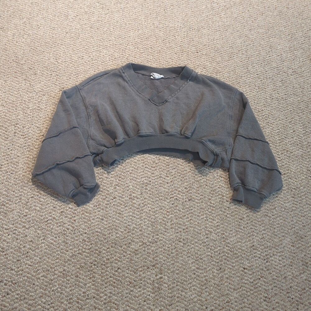 Out From Under Cropped Sweatshirt Womens XS Gray Lounge Athleisure